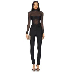 Sheer Mock-Neck Black Jumpsuit